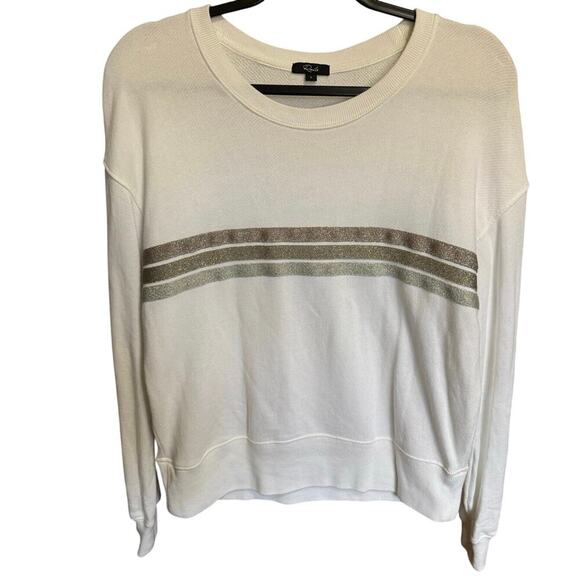 Rails Ramona Sweatshirt Metallic Stripe Crewneck Pullover White Size Large - Picture 4 of 11